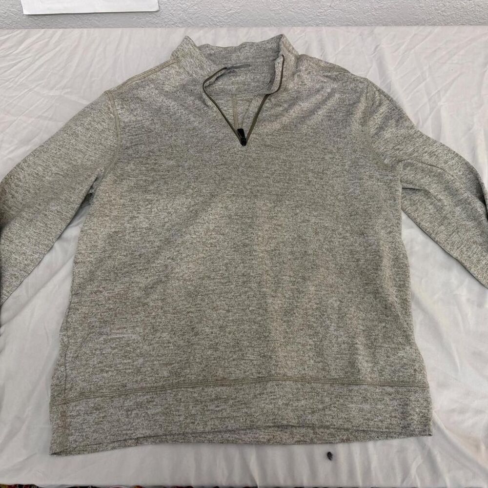Greg Norman Mens 1/4 Zip Heathered Gray/Oatmeal Golf Pullover Sweater Medium